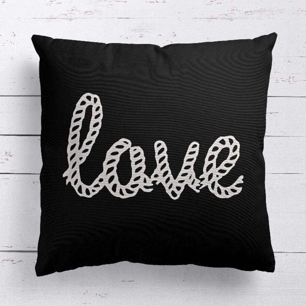 Love throw pillow, love pillow case, black pillow